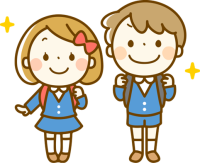 Illustration af en pige og en dreng i skoleuniform.